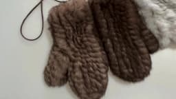 Luxury Women's Genuine Rabbit Fur Knitted Mittens-Soft Winter Cold Weather Gloves-Removable Rope String