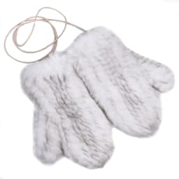 Luxury Women's Genuine Rabbit Fur Knitted Mittens-Soft Winter Cold Weather Gloves-Removable Rope String
