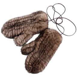 Luxury Women's Genuine Rabbit Fur Knitted Mittens-Soft Winter Cold Weather Gloves-Removable Rope String