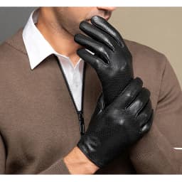 Men's Thin Genuine Leather Fit Gloves Male Breathable Soft Fashion Classic Goatskin Autumn Unlined touch screen Driving Gloves