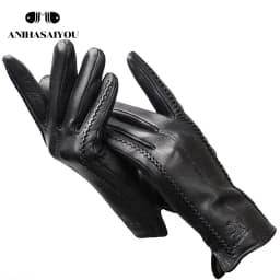 2024 Fashion Sheepskin Women's Gloves, Brand Women's Leather Gloves, Winter Outdoor Keep Warm Touch Gloves-2226F