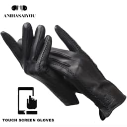 2024 Fashion Sheepskin Women's Gloves, Brand Women's Leather Gloves, Winter Outdoor Keep Warm Touch Gloves-2226F