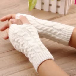 Women Stylish Hand Warmer Winter Gloves Arm Crochet Knitting Faux Wool Mitten Warm Jacquard Fingerless Glove Femme Women Gloves
