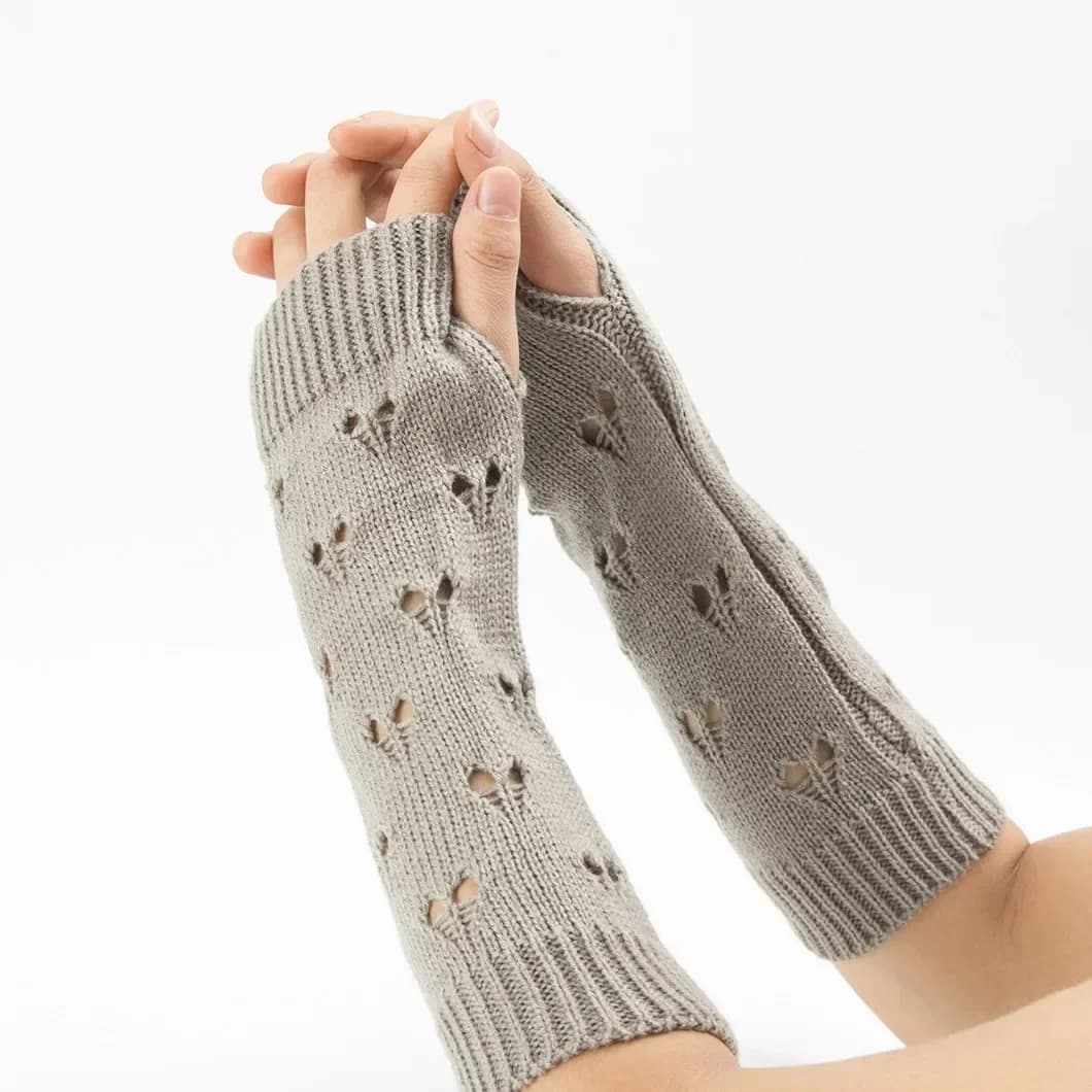 Women Stylish Hand Warmer Winter Gloves Arm Crochet Knitting Faux Wool Mitten Warm Jacquard Fingerless Glove Femme Women Gloves