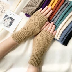 Women Stylish Hand Warmer Winter Gloves Arm Crochet Knitting Mitten Warm Fingerless Glove Twist Pattern Half Finger Gloves