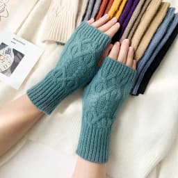 Women Stylish Hand Warmer Winter Gloves Arm Crochet Knitting Mitten Warm Fingerless Glove Twist Pattern Half Finger Gloves