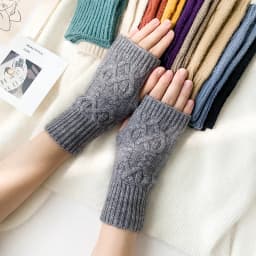 Women Stylish Hand Warmer Winter Gloves Arm Crochet Knitting Mitten Warm Fingerless Glove Twist Pattern Half Finger Gloves