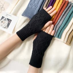 Women Stylish Hand Warmer Winter Gloves Arm Crochet Knitting Mitten Warm Fingerless Glove Twist Pattern Half Finger Gloves