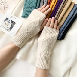 Women Stylish Hand Warmer Winter Gloves Arm Crochet Knitting Mitten Warm Fingerless Glove Twist Pattern Half Finger Gloves