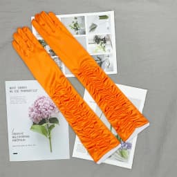 Korean Women Christmas White Wedding Dress Long Satin Elastic Etiquette Gloves Summer Sunscreen UV Full Finger Driving Glove K14