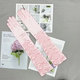 Korean Women Christmas White Wedding Dress Long Satin Elastic Etiquette Gloves Summer Sunscreen UV Full Finger Driving Glove K14