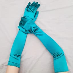 Korean Women Christmas White Wedding Dress Long Satin Elastic Etiquette Gloves Summer Sunscreen UV Full Finger Driving Glove K14
