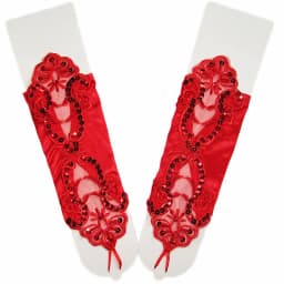 Sexy Women Satin Sequin Seam Pearl Lace Hook Finger Glove Female Retro Bride Hollowing Out Wedding Dress Fingerless Mitten B96