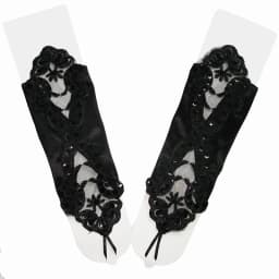 Sexy Women Satin Sequin Seam Pearl Lace Hook Finger Glove Female Retro Bride Hollowing Out Wedding Dress Fingerless Mitten B96