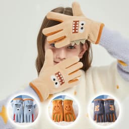 Winter Children's Gloves Cycling Autumn Cute Cartoon Warm Gloves Soft Outdoor Polar Fleece Kids Windproof Student Riding Gloves