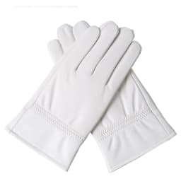 Fashion Quality Genuine Leather White Gloves For Man Solid Wrist Full Finger Lambskin Mittens Warm Winter Windproof Driving