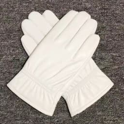Fashion Quality Genuine Leather White Gloves For Man Solid Wrist Full Finger Lambskin Mittens Warm Winter Windproof Driving