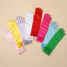 Children Satin Sequins Bow Long Gloves Princess Dance Performance Stage Gloves Girls Solid Full Finger Mittens Accessories