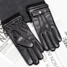 Winter Thickened Fleece Gloves for Men Touchscreen Compatible Windproof Warm Breathable Leather Gloves
