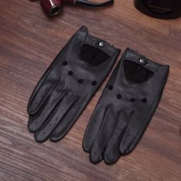 New Arrival Mens Gloves Goatskin Leather Riding Driving Gloves Full Finger Non unlined Slip Mitten For Male Real Leather Gloves