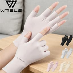 WRELS Half Finger Sunscreen Gloves Casual Elastic Nail Art Anti-UV Protection Gloves Woman Breathable Elastic Driving Gloves