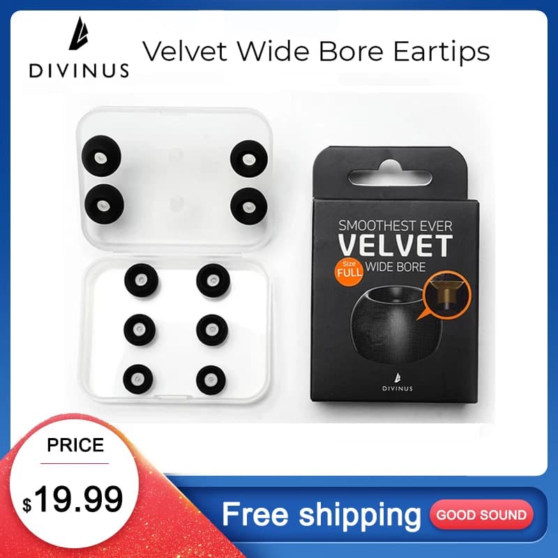 ELOIT/DIVINUS Velvet Wide Bore Silicone Earphone Eartips For 4-6mm Nozzle, Soft Deeply Ear Tips For Earbuds Tanchjim 4U,Davinci