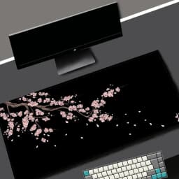 Black Sakura Gaming Mouse Pad Kawaii Purple Desk Mat Large Office Carpet Accessories Cherry Blossom Mousepad Gamer Computer Mats
