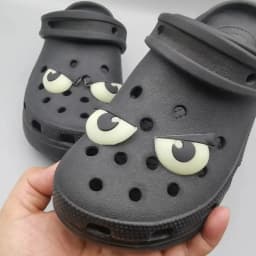 Fun Fluorescent Big Eyes Hole Shoe Charms Decorations Self Luminous Soft Adhesive Shoes Buckle DIY 3D Hole Shoe Accessories