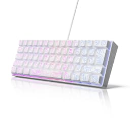 60% Compact Wired Keyboard with RGB Backlight and Membrane Keyswitches. Suitable for Windows Tablets, Laptops and Gamers. White.