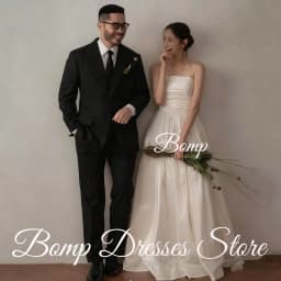 BOMP Simple A Line Taffeta Korea Wedding Dress Customized Photoshoot Strapless Corset Back Floor Length Bridal Gown Plus Size