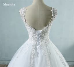 Customized ZJ9076 Ball Gown Spaghetti Straps White Ivory Tulle Pearls Bridal Dress For Wedding Dresses 2025 Marriage