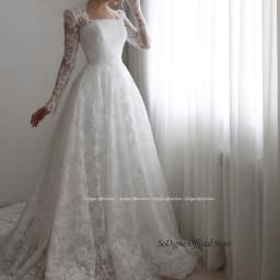 SoDigne A-line Boho Lace Wedding Dress Full Sleeves Square Collar Bride Dresses Long Bridal Gowns Vestidos De Novia Customized