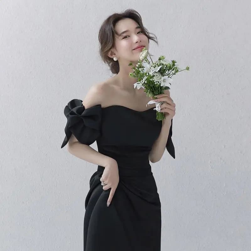 Off The Shoulder Satin Wedding Dress 2024 New Bridal Dress Black Formal A Line Party Prom Dress Vestidos De Novia Customized