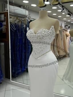 Elegant Mermaid Wedding Dresses for Women Pearls Lace Up Back Vestidos De Novia Bespoke Engagement Wedding Party Customized