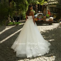 Modern Pleat Lace A-Line Wedding Dress Appliques Boat-Neck Off The Shoulder Open Back Bridal Gown Vestidos De Novia Customized