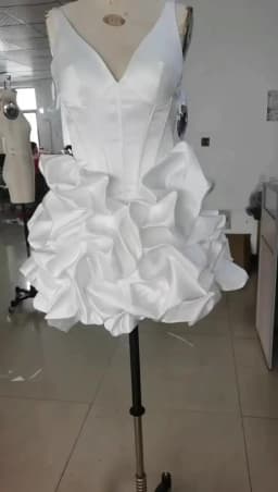 SWEMILE Fashion Short Wedding Dresses Boho Beach V-Neck Flower Mini Bridal Dress Women Evening Wedding Prom Gowns Customized