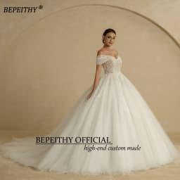 BEPEITHY Customized Plus Size Princess Wedding Dresses 2026 For Bride Off Shoulder Sleeveless Women Glitter Ball Bridal Gown