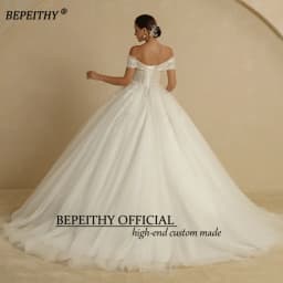 BEPEITHY Customized Plus Size Princess Wedding Dresses 2026 For Bride Off Shoulder Sleeveless Women Glitter Ball Bridal Gown