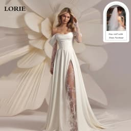 LORIE Lace Long Sleeve Wedding Dresses Off Shoulder A-Line Bridal Gowns Backless Princess Appliques Bride Gown Customized