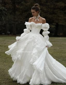 Mouzhetee A-Line Off The Shoulder Elegant Wedding Dresses Classic Lace Long Sleeve Brides Gown Custom Made 2025