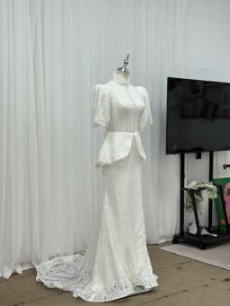 Rebecca Customized High Neck Short Sleeve Prom Dress Floor-Length Vestidos De Noche Lace Embroidery Floral Appliques Formal 2026