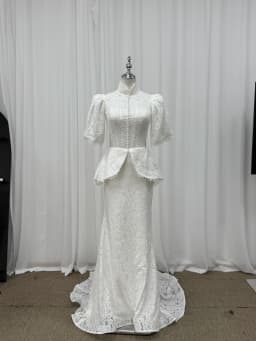 Rebecca Customized High Neck Short Sleeve Prom Dress Floor-Length Vestidos De Noche Lace Embroidery Floral Appliques Formal 2026
