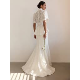 Rebecca Customized High Neck Short Sleeve Prom Dress Floor-Length Vestidos De Noche Lace Embroidery Floral Appliques Formal 2026