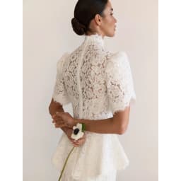 Rebecca Customized High Neck Short Sleeve Prom Dress Floor-Length Vestidos De Noche Lace Embroidery Floral Appliques Formal 2026