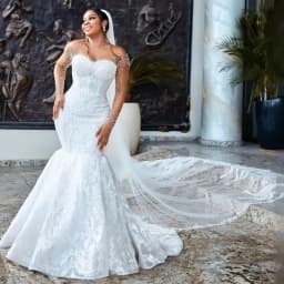 Custom 2027 Women Mermaid Wedding Dress Bridal Dress Naked Neck Phantom Long Sleeve Beaded Lace Wedding Dress Vestido De Novia