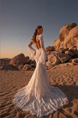 Kyoto Customized White High Split High Neck Wedding Dress Lace Long Sleeve Vestidos De Noche Chic Mermaid Robe De Mariée 2026
