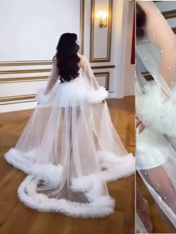 Ruffles Wedding Robe Photo Shoot Pearls Pregnant Women Photography Gown Evening Prom Tulle Robe Bathrobe Long Jacket Customized