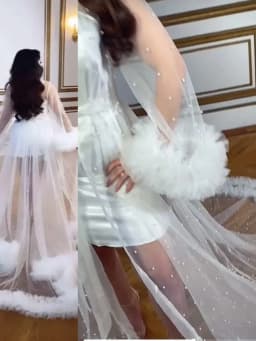 Ruffles Wedding Robe Photo Shoot Pearls Pregnant Women Photography Gown Evening Prom Tulle Robe Bathrobe Long Jacket Customized