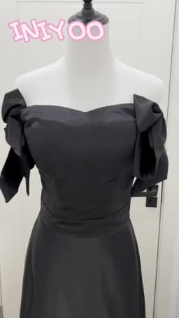 Sweet Bow Off The Shoulder Wedding Dresses Satin Black Evening Dress Elegant Floor-length A Line Simple Bridal Dress Customized