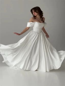 Customized New Arrival Off Shoulder Neckline Satin A-Line Wedding Dress Lace-up Back Floor Length Sweep Train Gown For Bride